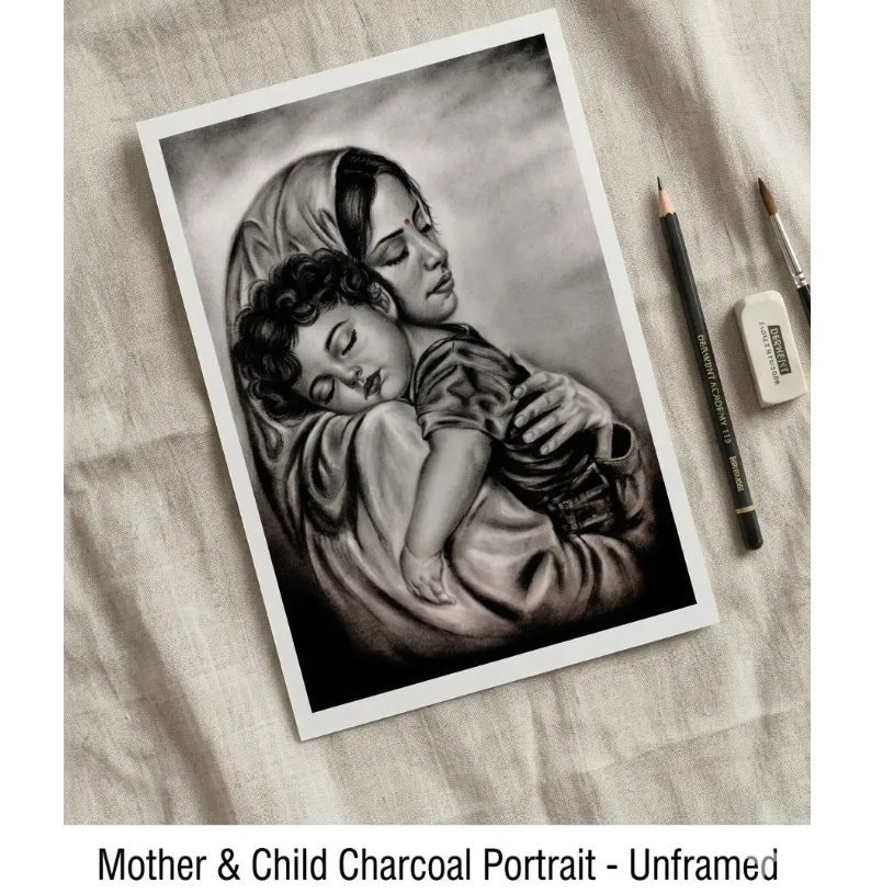 Handmade Charcoal Portrait Peice