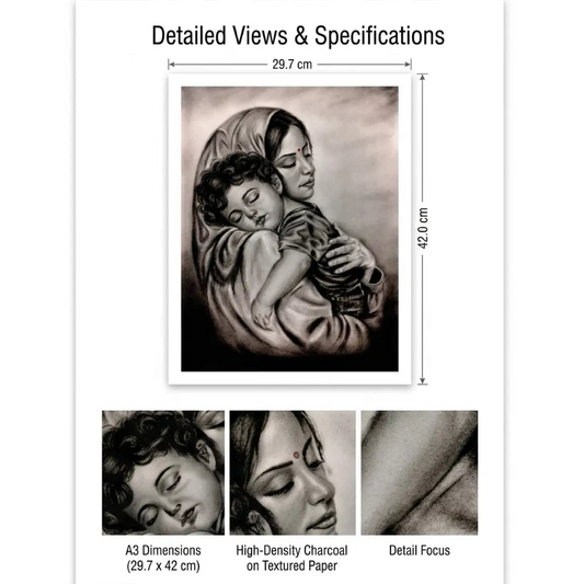 Handmade Charcoal Portrait Peice