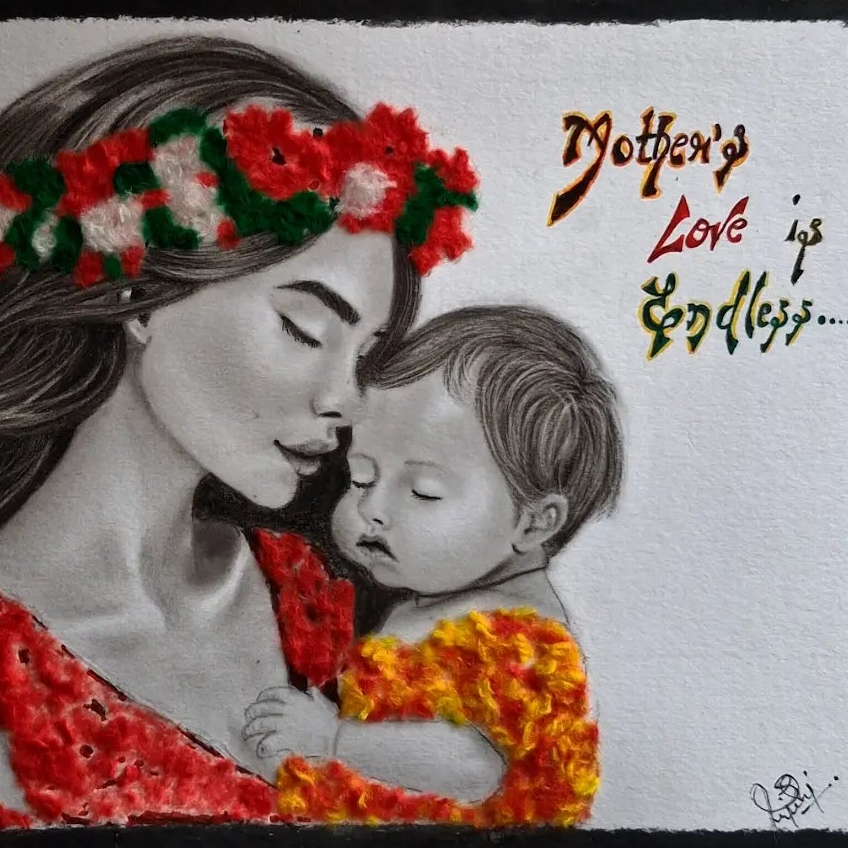 Handmade Charcoal Mother Portrait