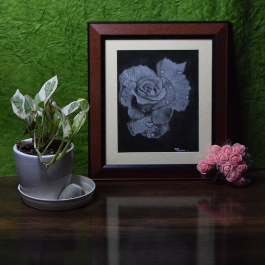 Handmade Charcoal Rose Art