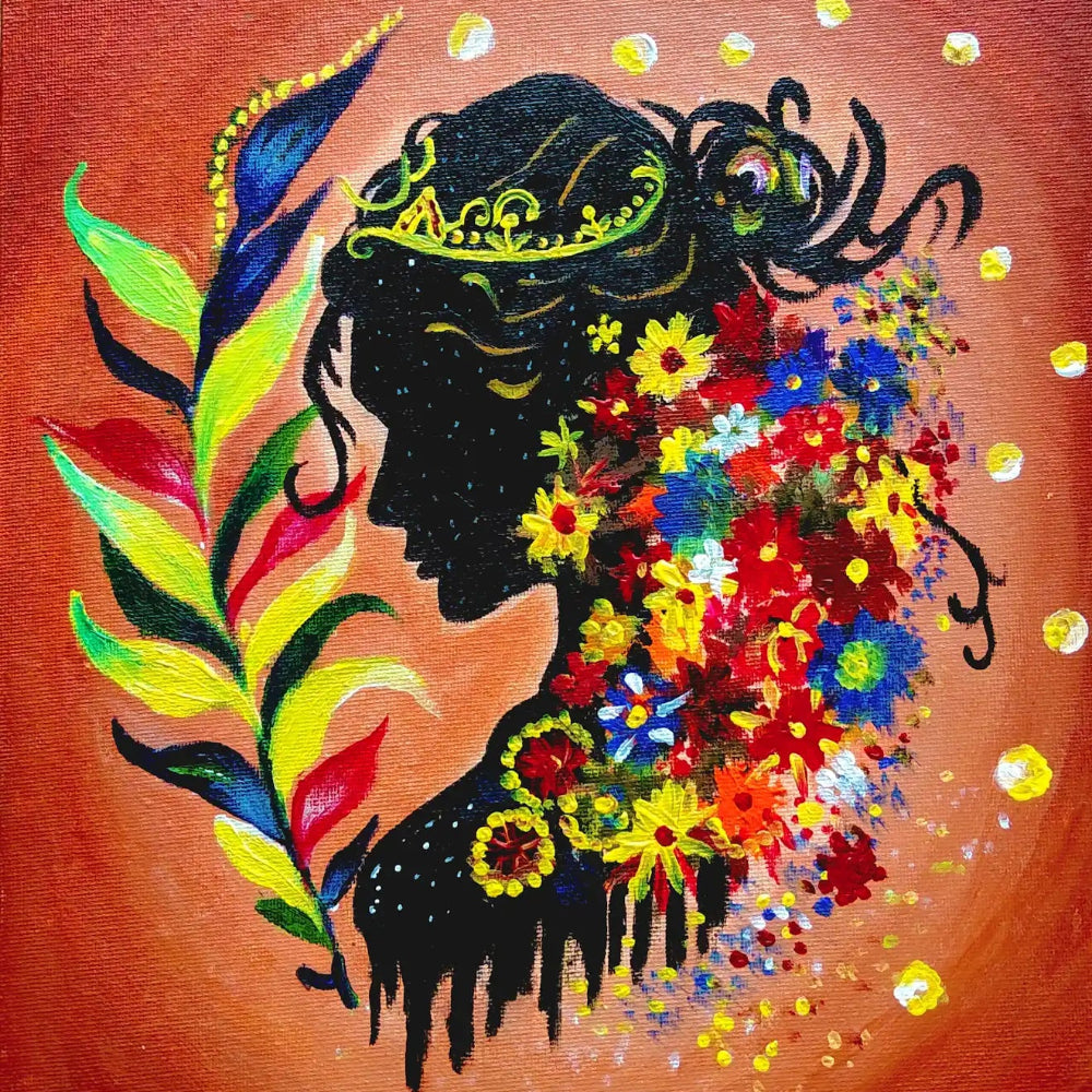 Handmade Acrylic Woman Canvas