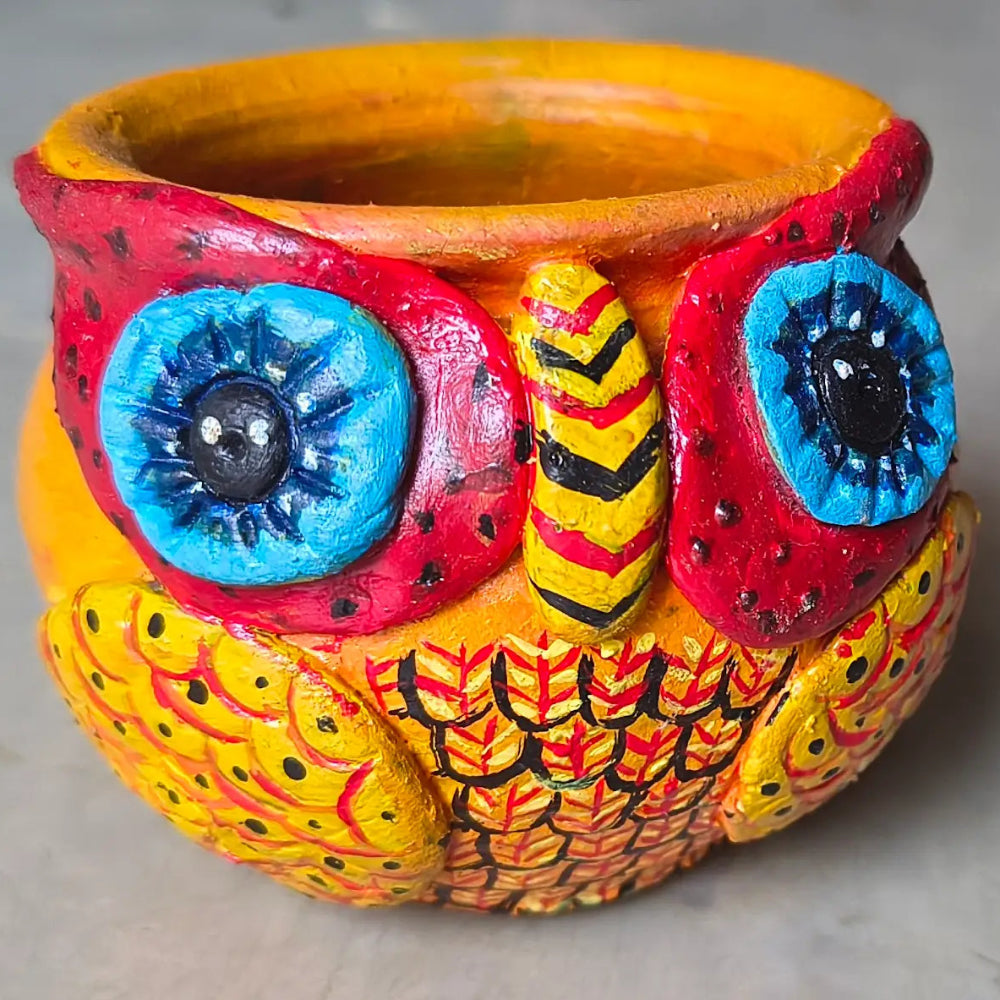 Handmade Terracotta Owl Planter