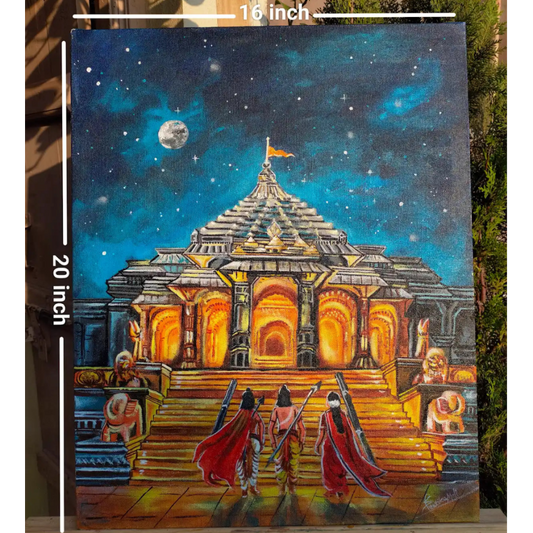 Handmade Canvas Temple Painting