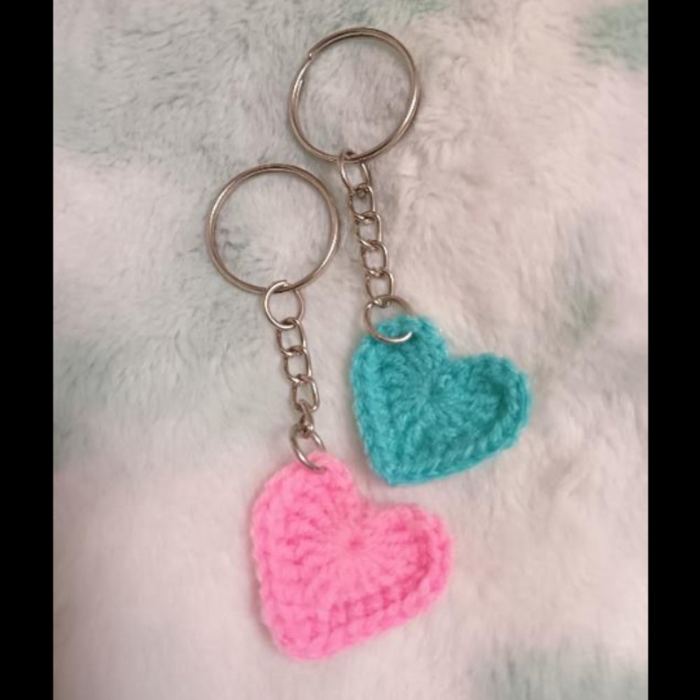 Handmade Yarn Heart Keychain