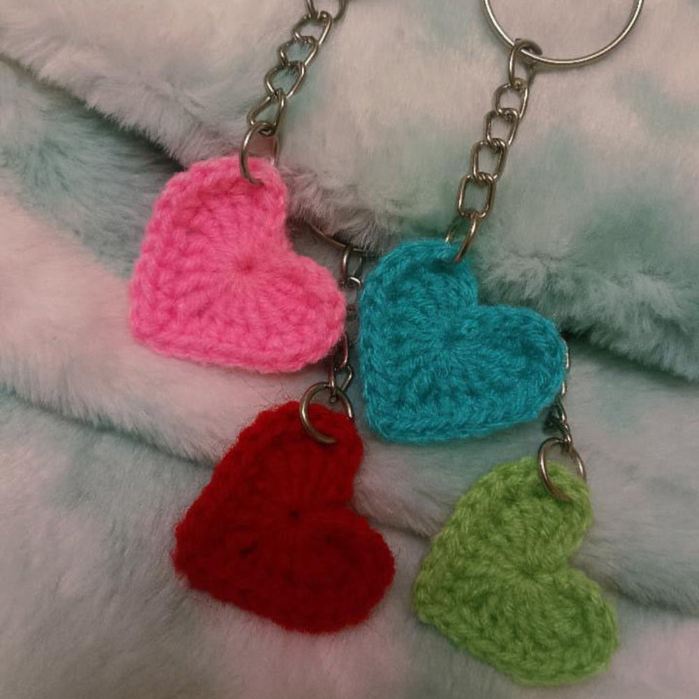 Handmade Yarn Heart Keychain