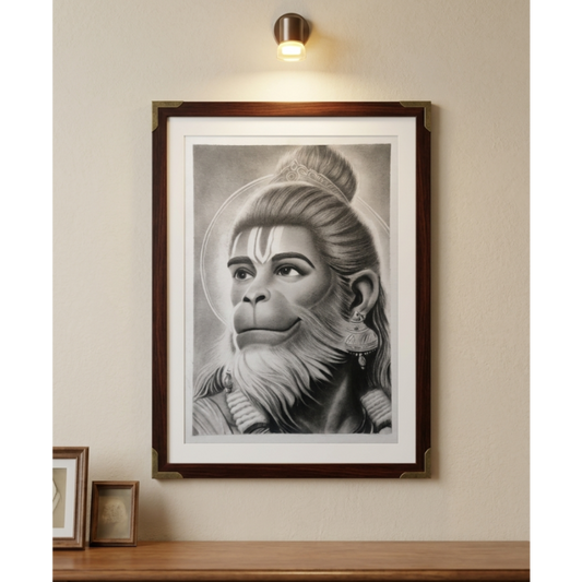 Handmade Charcoal Hanuman Portrait