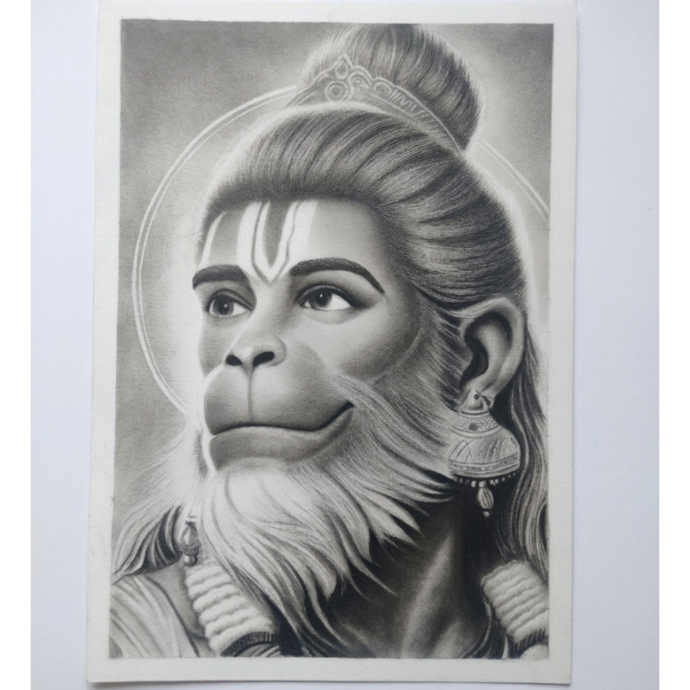 Handmade Charcoal Hanuman Portrait