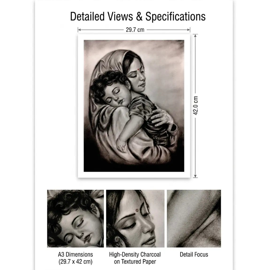 Handmade Charcoal Portrait Peice