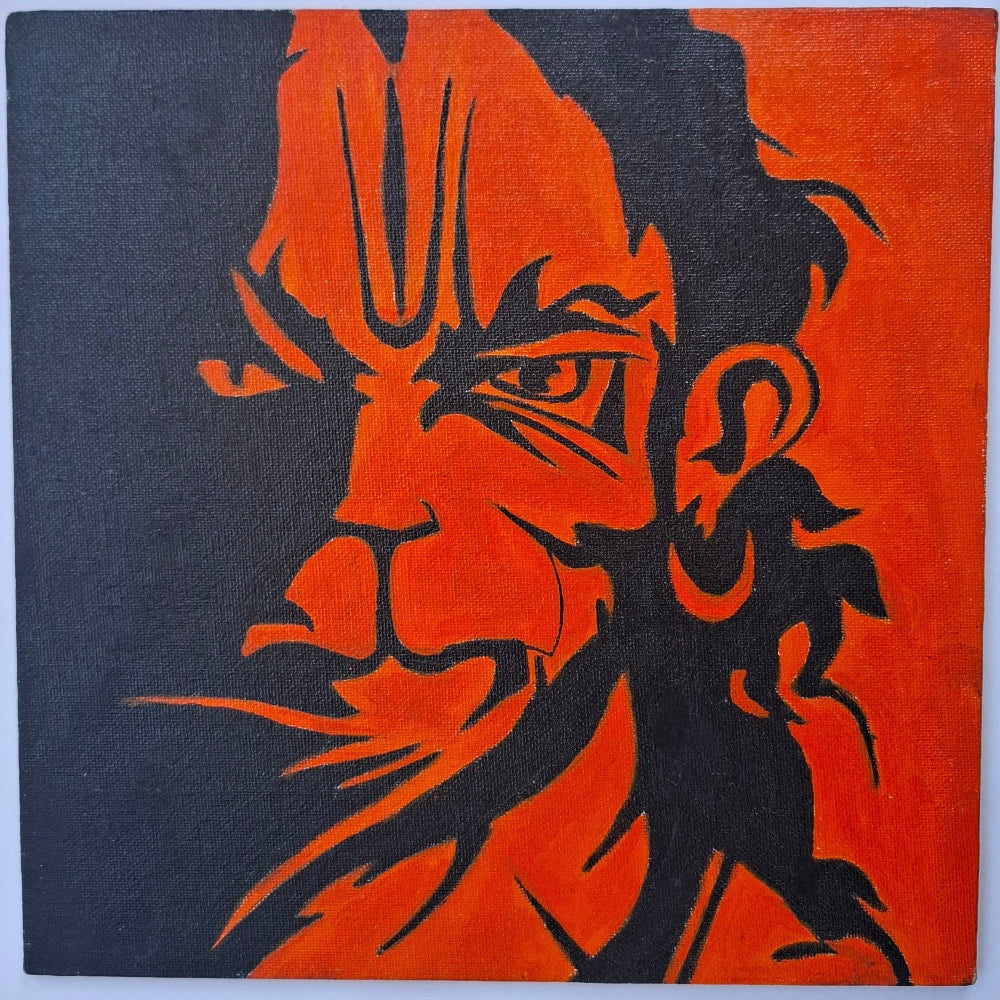 Handmade Hanumanji Canvas Painting