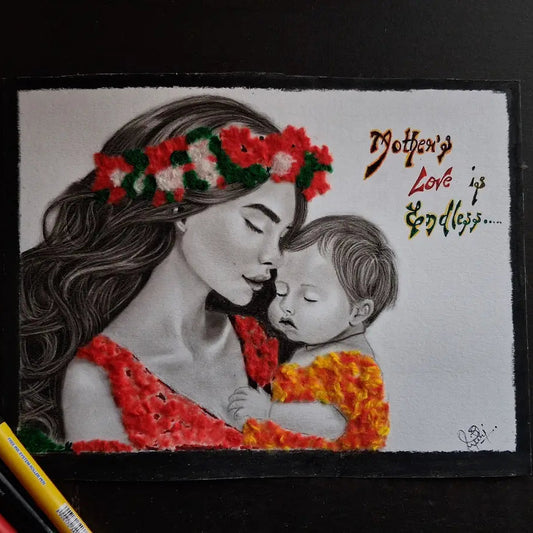 Handmade Charcoal Mother Portrait