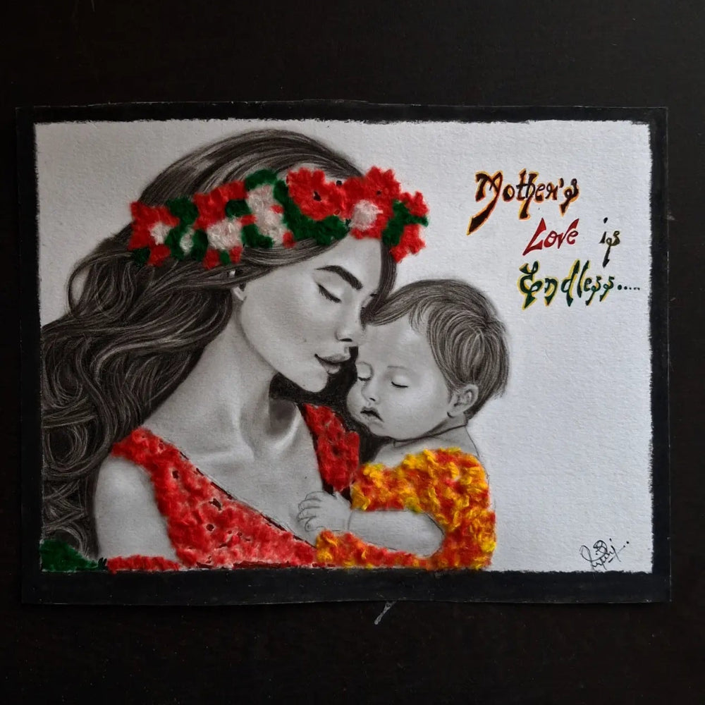 Handmade Charcoal Mother Portrait
