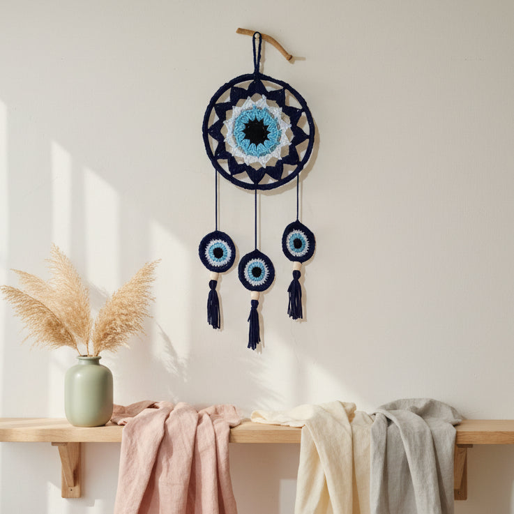 Handmade Crochet Evil Eye Dreamcatcher