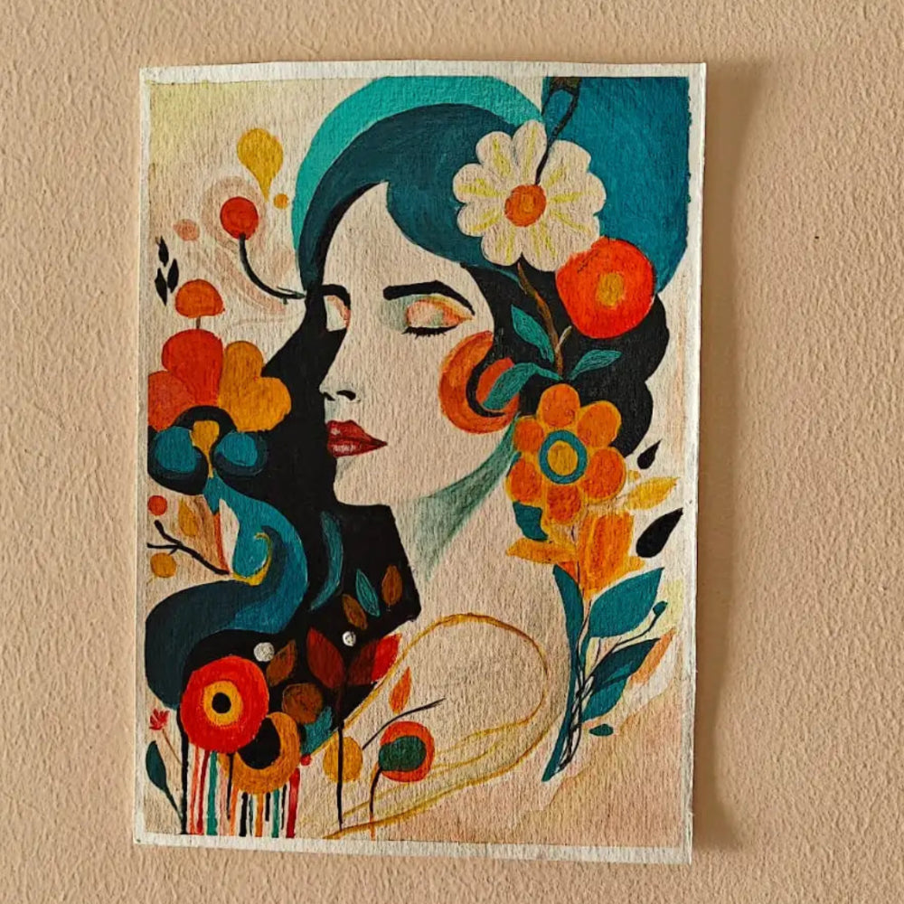 Handmade Acrylic Floral Portrait