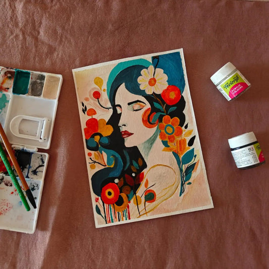 Handmade Acrylic Floral Portrait