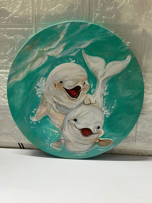 Handmade Acrylic Dolphin Canvas