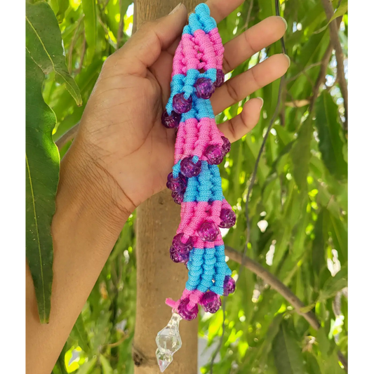Handmade Macrame Beaded Keychain