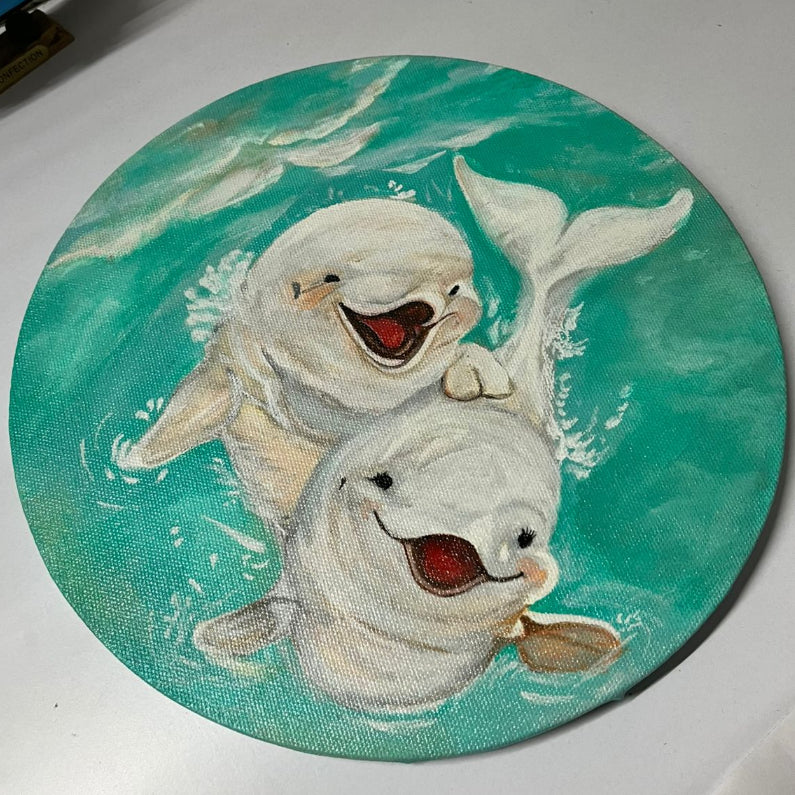 Handmade Acrylic Dolphin Canvas