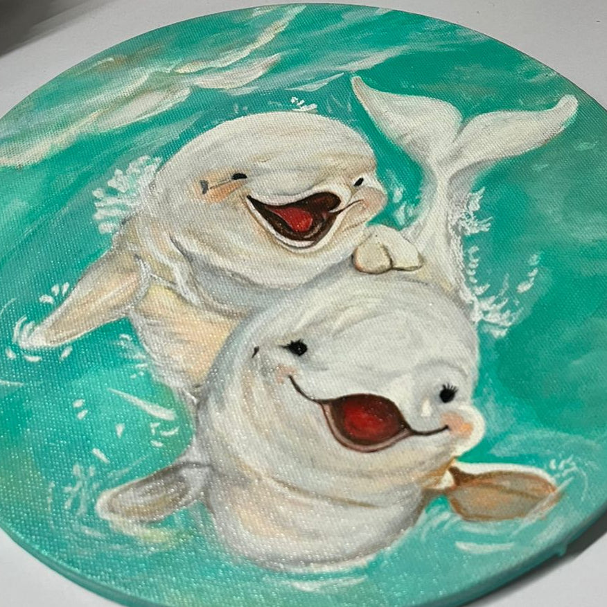 Handmade Acrylic Dolphin Canvas