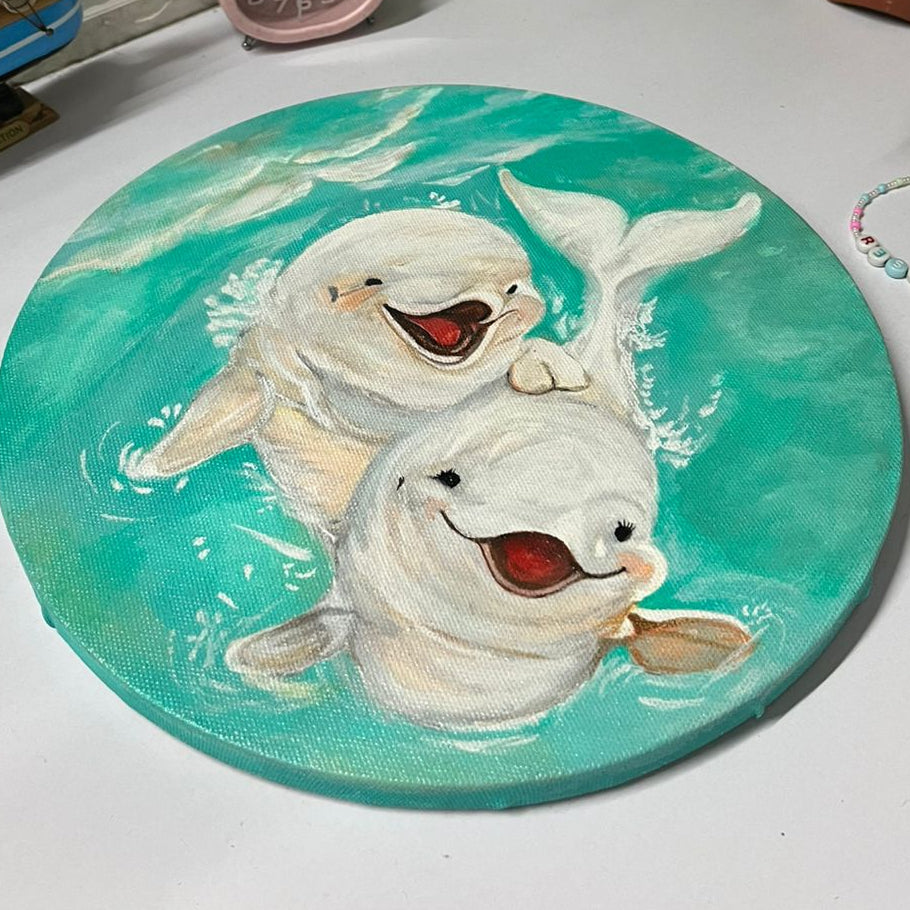 Handmade Acrylic Dolphin Canvas