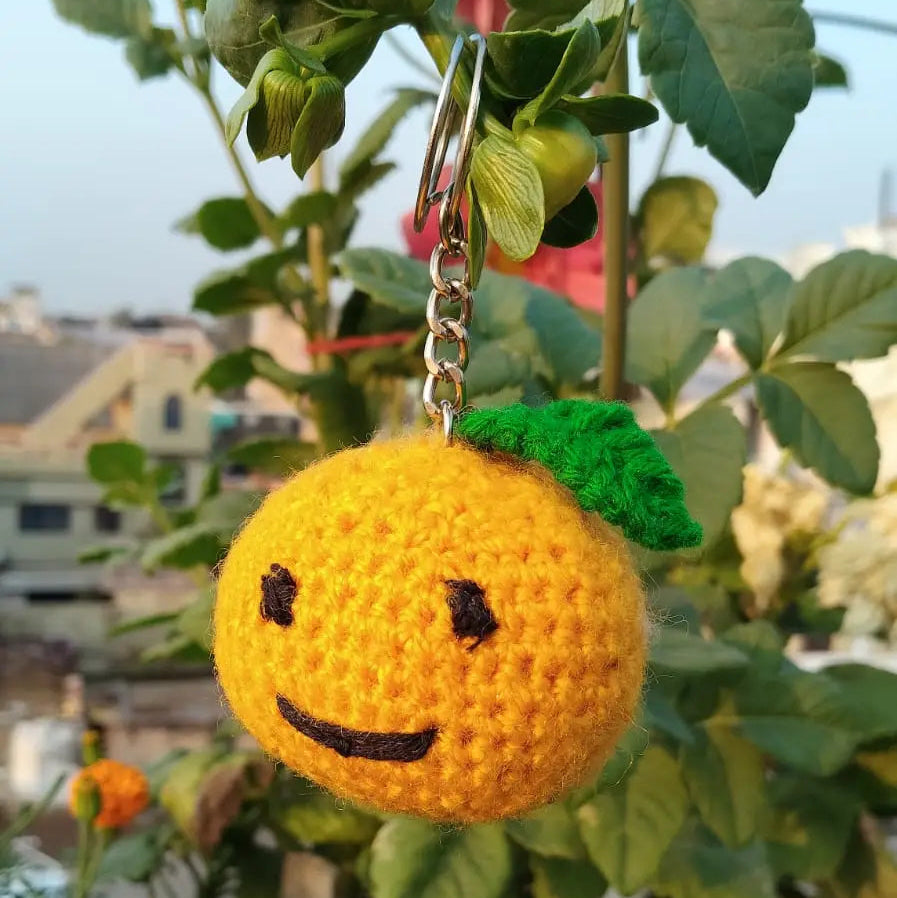 Handmade Smiley Crochet Keychain