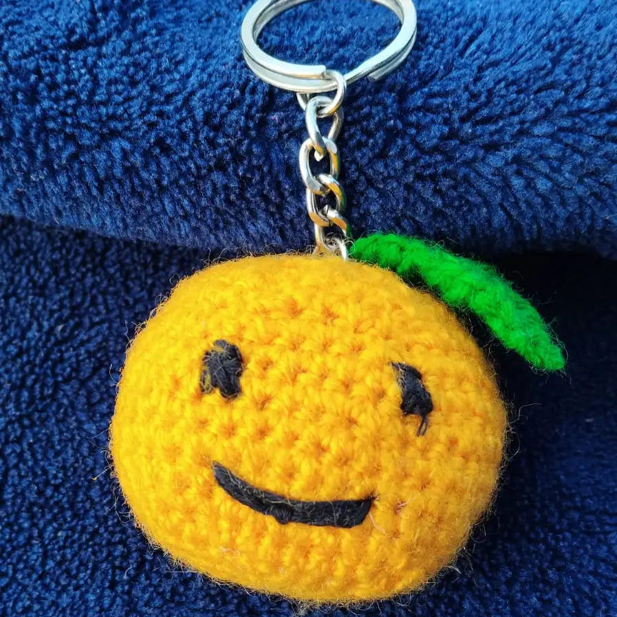 Handmade Smiley Crochet Keychain