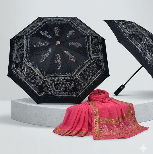 Handmade Alpona Umbrella Art