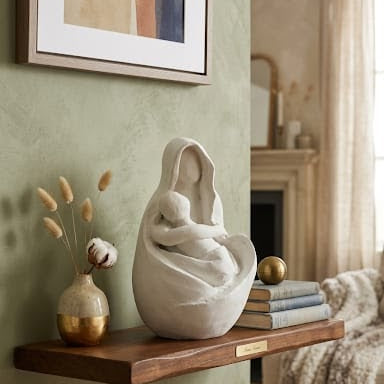 Handmade Clay Embrace Sculpture