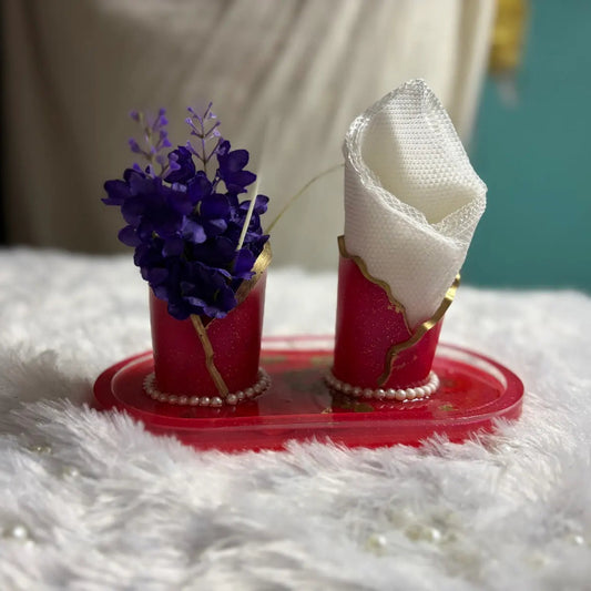 Handmade Resin Tissue Holder Set