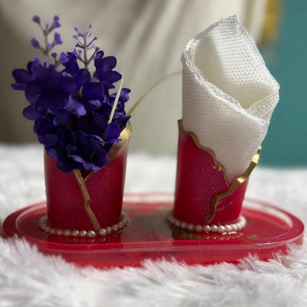 Handmade Resin Tissue Holder Set