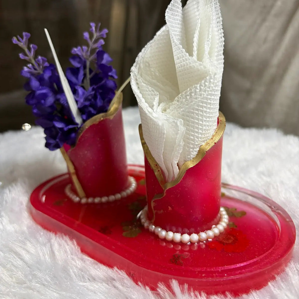 Handmade Resin Tissue Holder Set