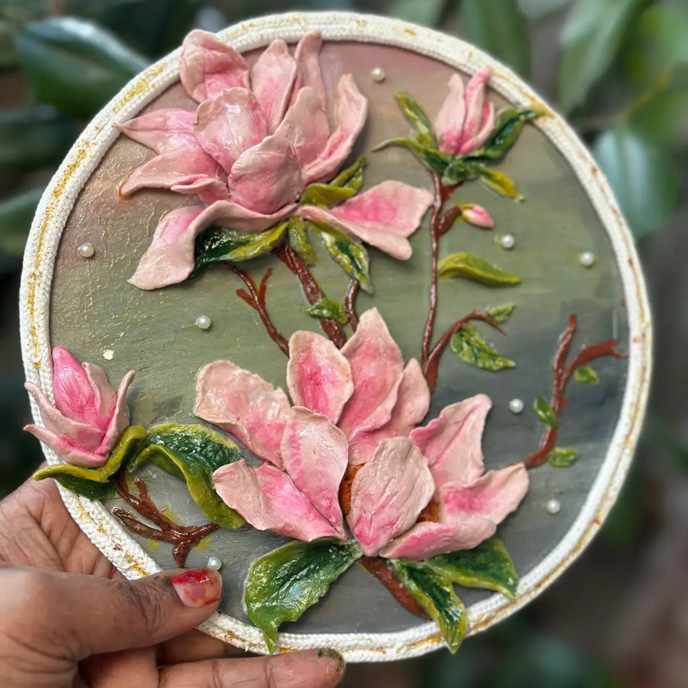 Handmade Clay Floral Wall Art