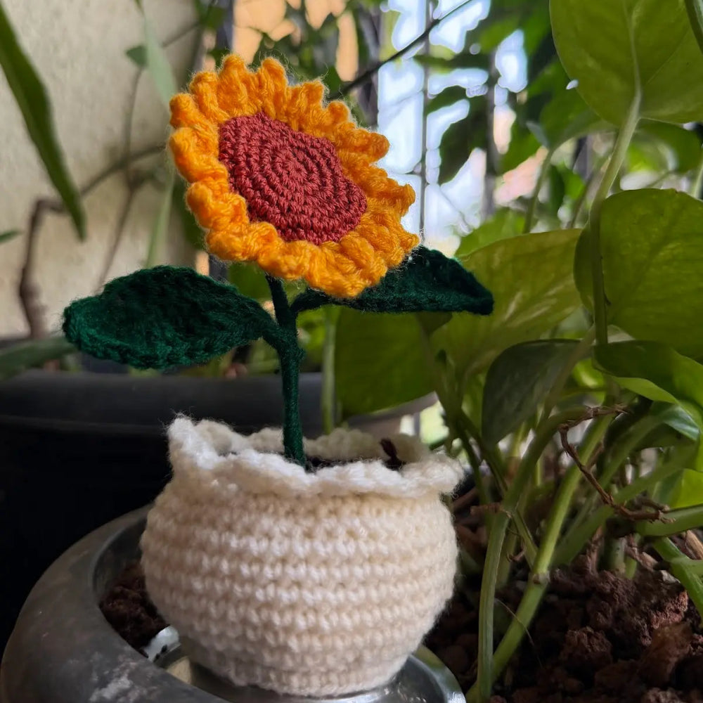 Handmade Crochet Sunflower Decor