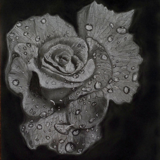 Handmade Charcoal Rose Art