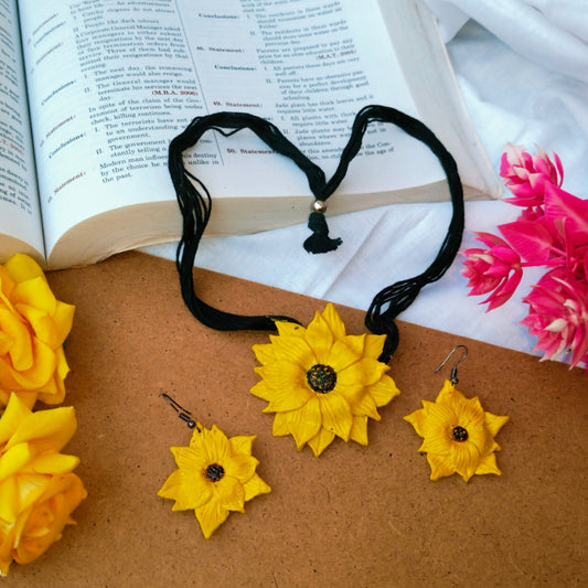 Handmade Clay Floral Jewelry Set