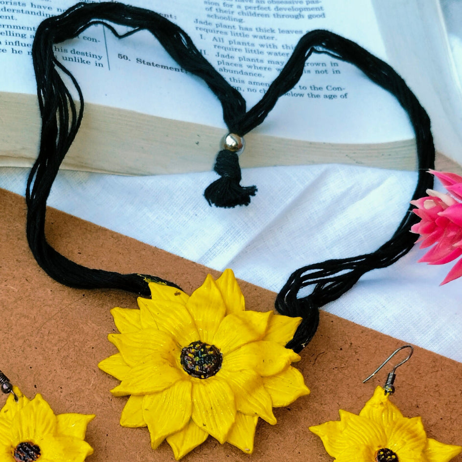 Handmade Clay Floral Jewelry Set