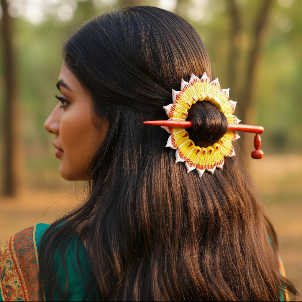 Handmade Clay Floral Hair Pin