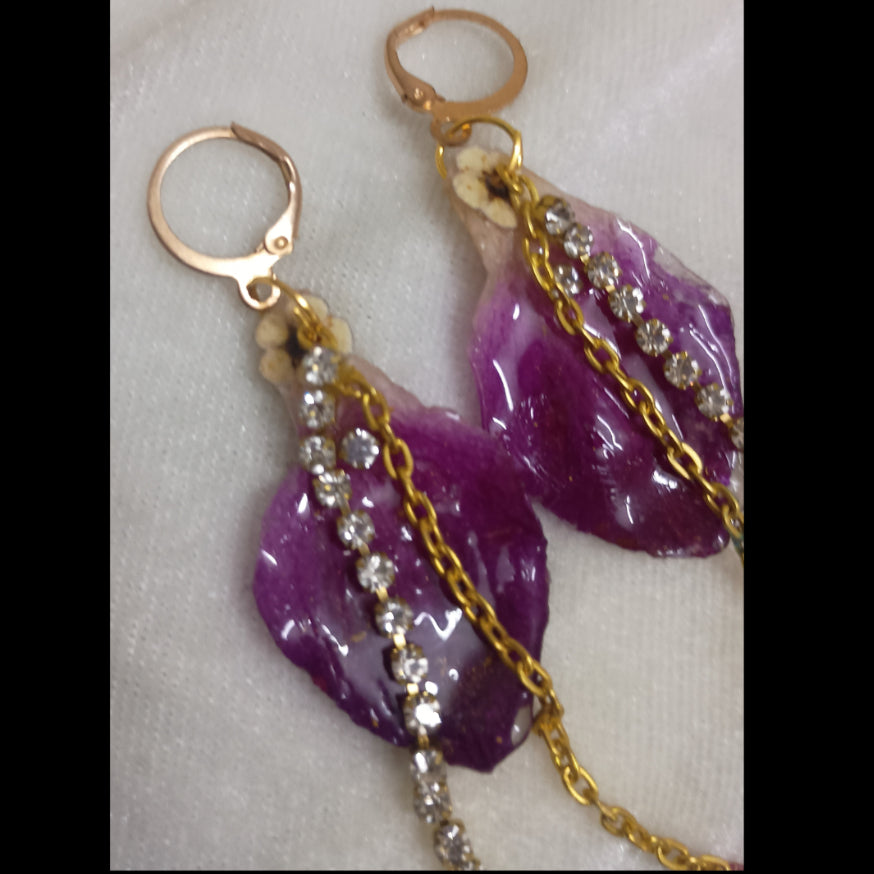 Handmade Resin Orchid Earrings