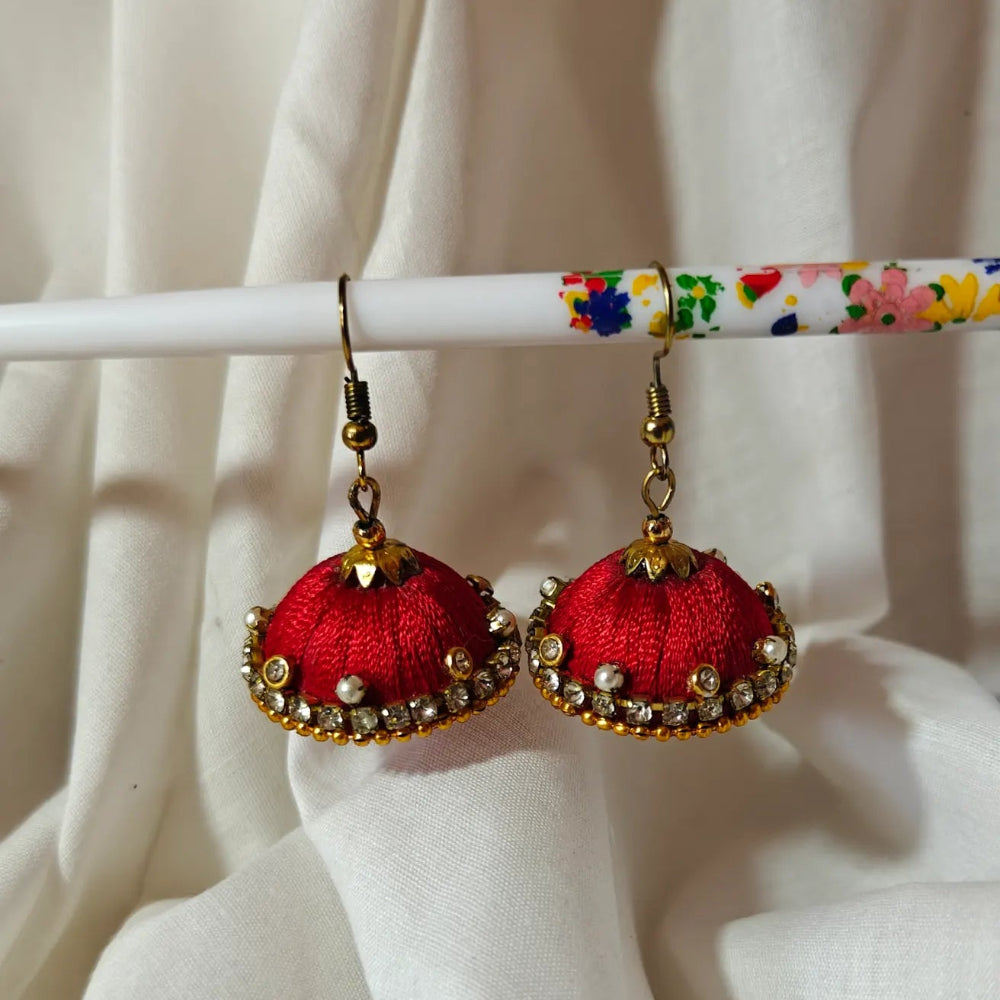 Handmade Silk Thread Jhumkas
