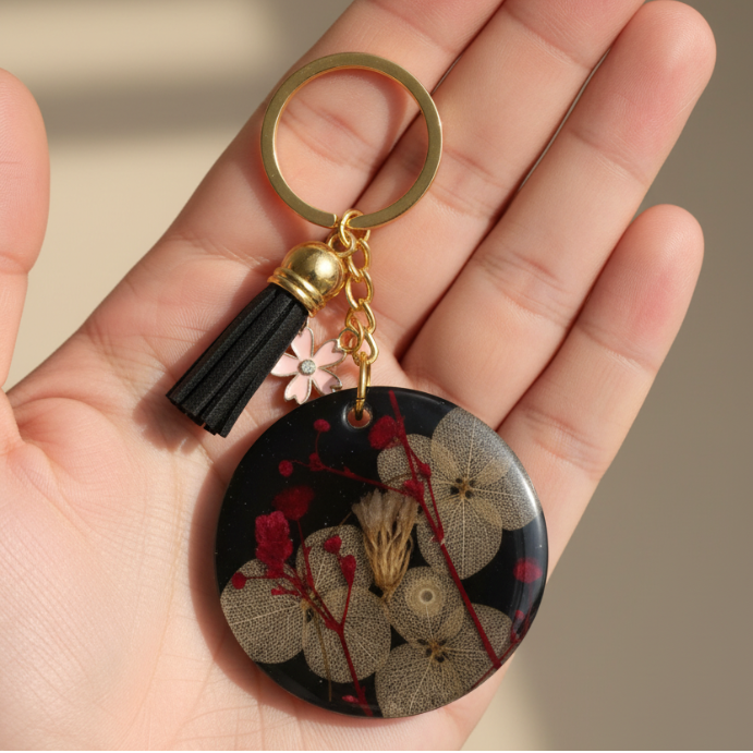 Handmade Resin Floral Keychain