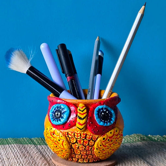 Handmade Terracotta Owl Planter