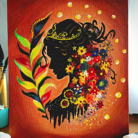 Handmade Acrylic Woman Canvas