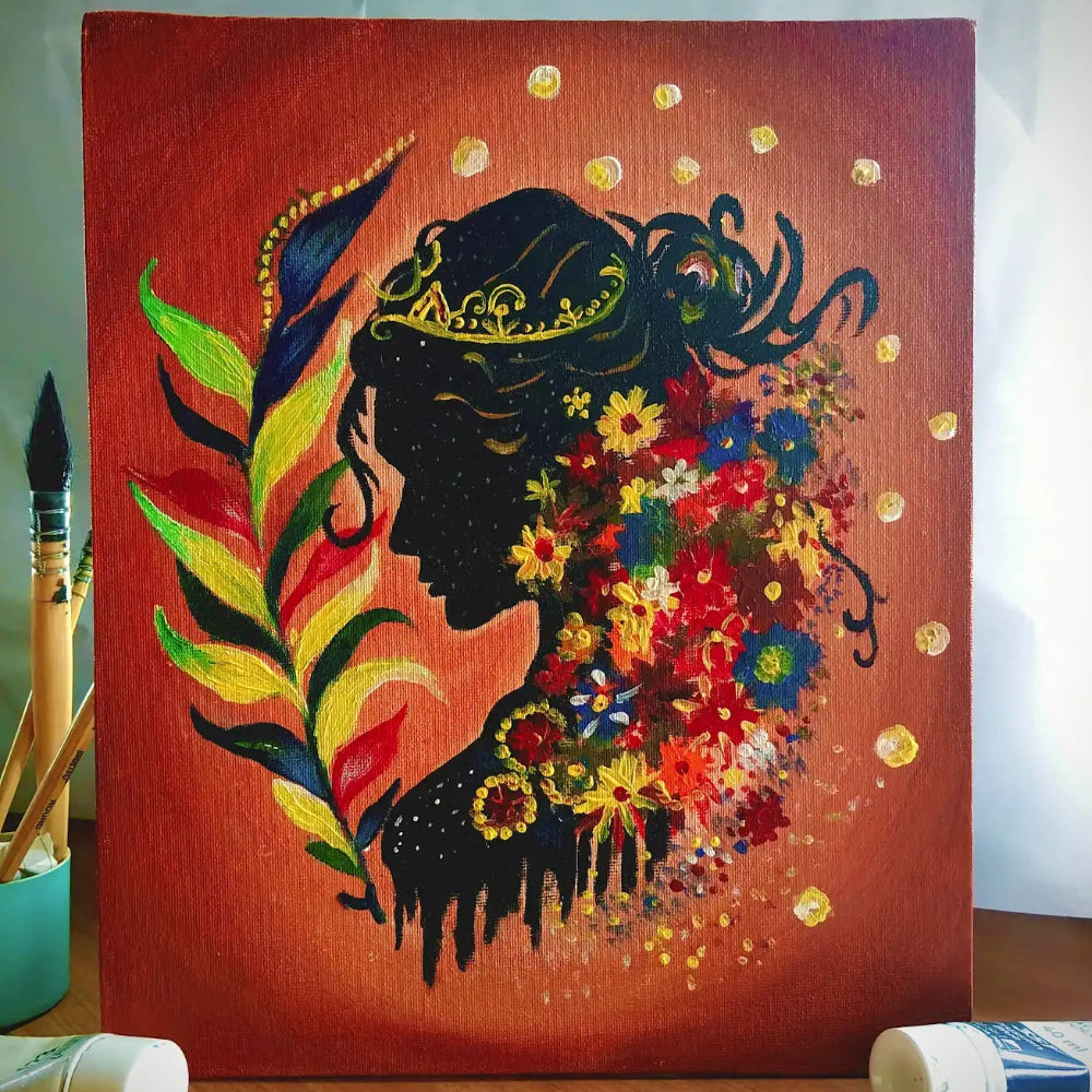 Handmade Acrylic Woman Canvas