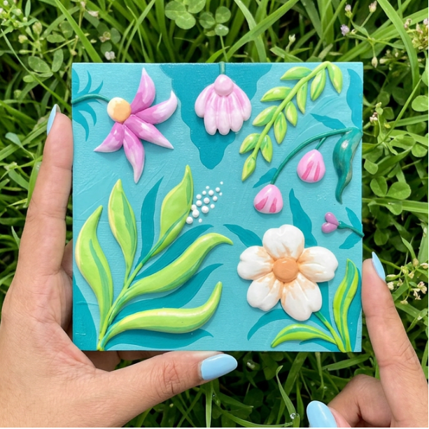 Handmade Clay 3D Floral Wall Art