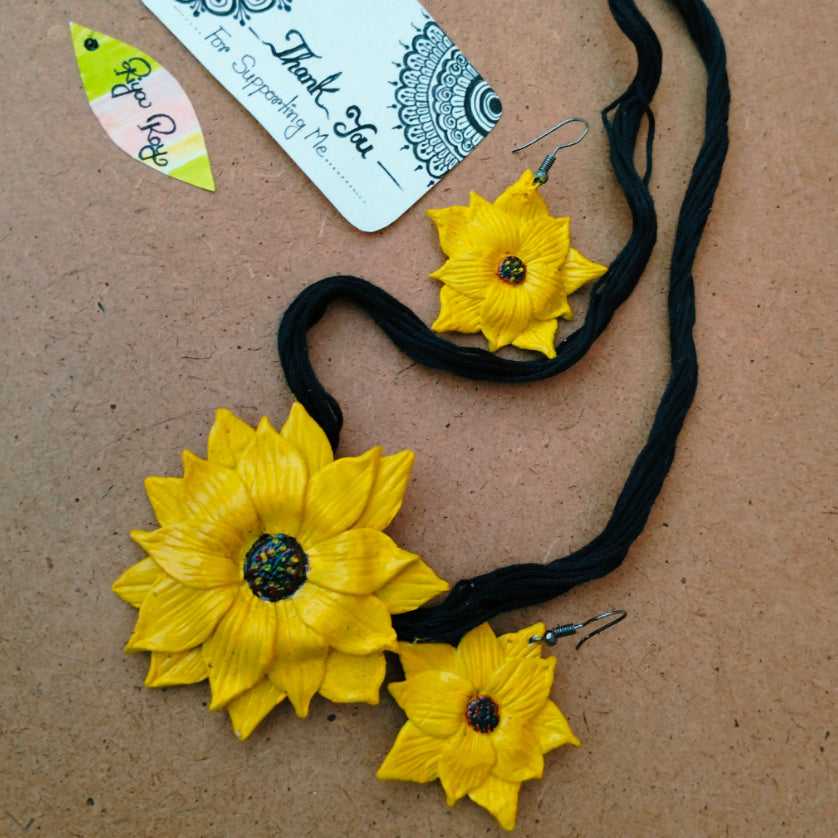 Handmade Clay Floral Jewelry Set