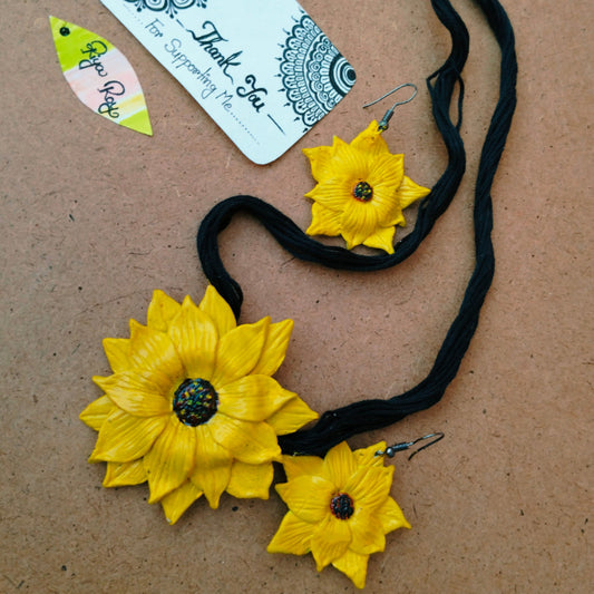 Handmade Clay Floral Jewelry Set