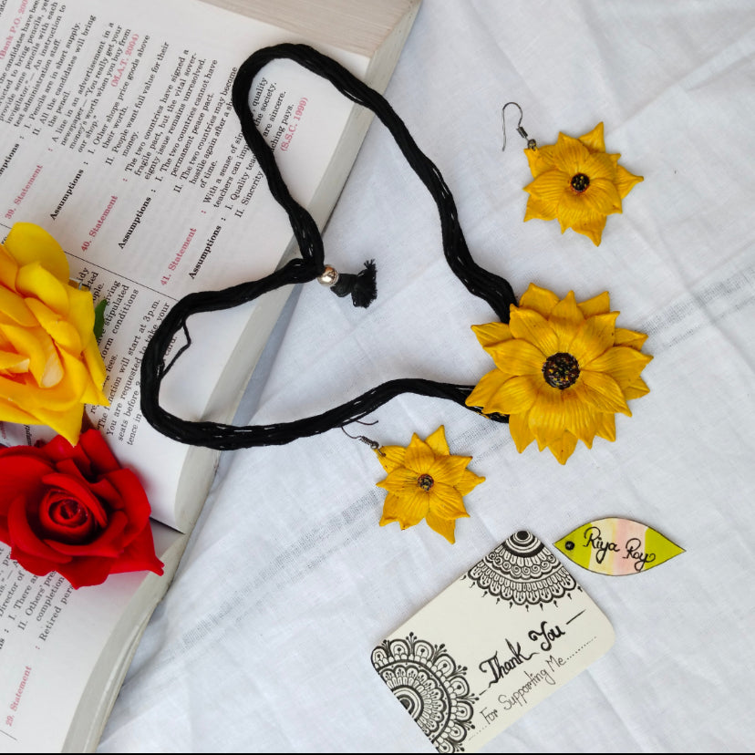 Handmade Clay Floral Jewelry Set