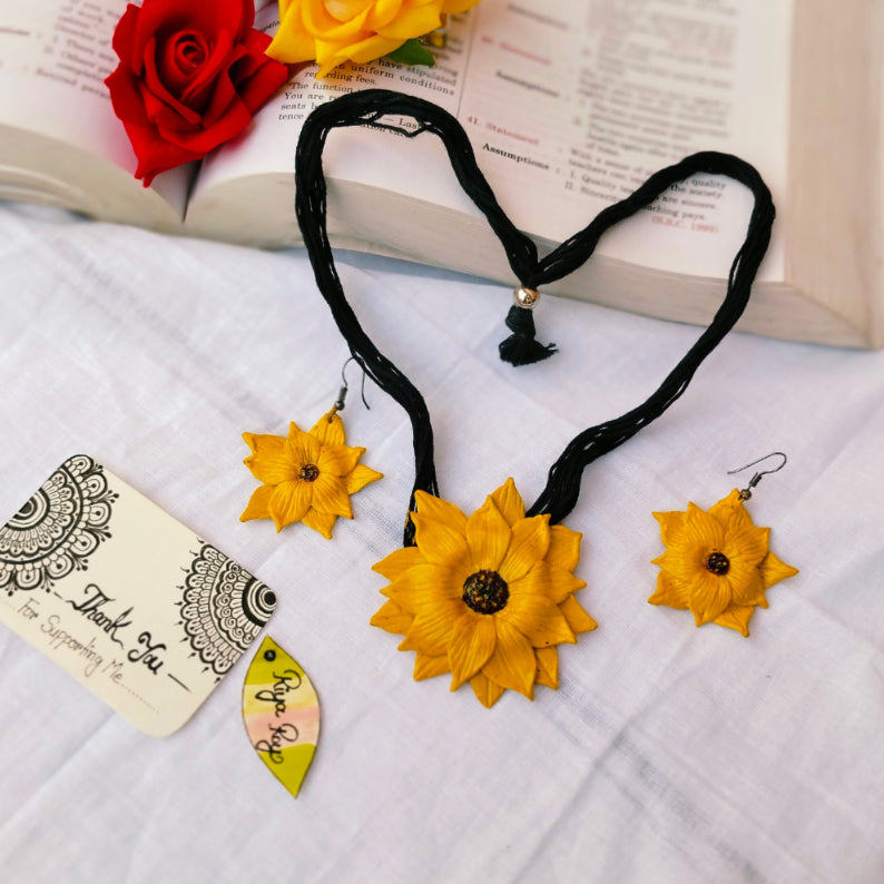 Handmade Clay Floral Jewelry Set