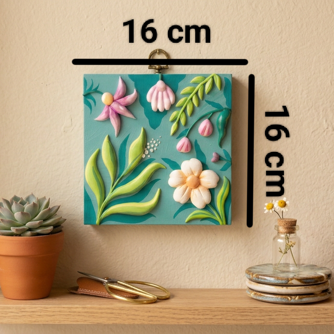 Handmade Clay 3D Floral Wall Art