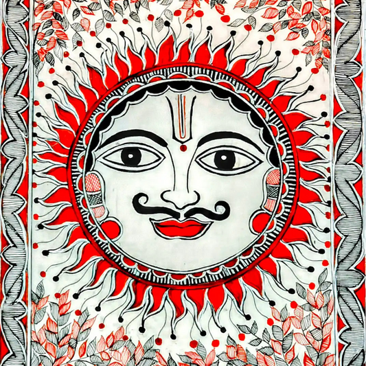 Handmade Madhubani Sun Wall Art