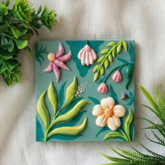 Handmade Clay 3D Floral Wall Art